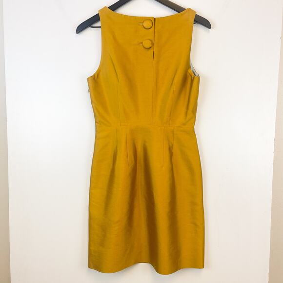 Maeve Anthropologie Size 4 Fit & Flare Mini Silk Wool Blend Dress Yellow Gold - Picture 8 of 10